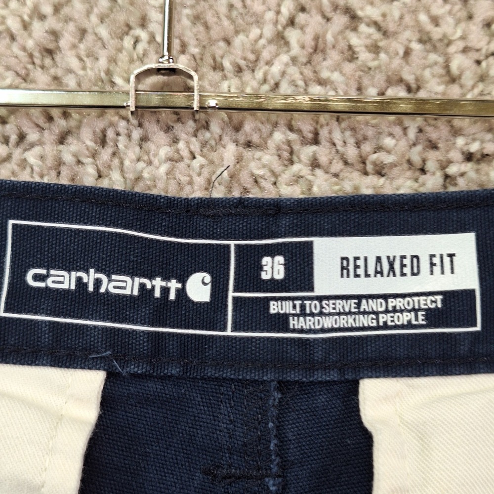 Carhartt Cargo Shorts Mens 36 Navy Rugged Flex Relaxed Fit Canvas Cargo Work - Picture 8 of 11